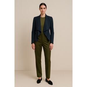 Lamarque Draped Leather Suede Jacket Black Structured Shoulders 0